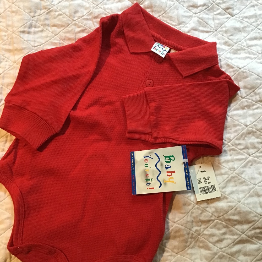 Long sleeved red onesie-12 mon- NWT